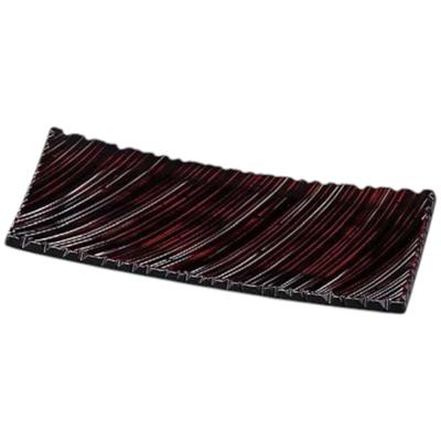 Sushi Plate 31cm Shinogi Wave Carved Plate with Akebono Made In Japan J-Kitchens (Rectangular) Lacquer, Shatter-Resistant,