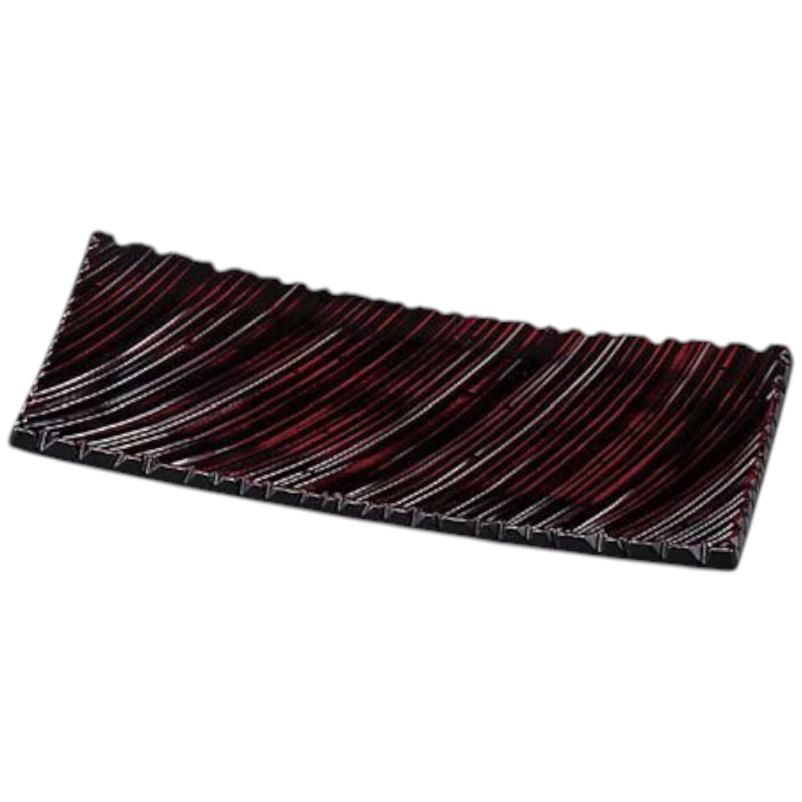 

Sushi Plate 31cm Shinogi Wave Carved Plate with Akebono Made in Japan J-Kitchens (Rectangular) Lacquer, Shatter-Resistant,