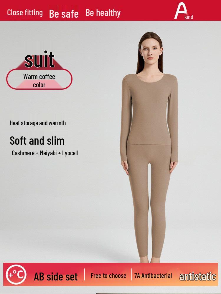Unisex 7A Antibacterial Cashmere Thermal Underwear Set for Autumn/Winter - Seamless, Warm, and Comfortable