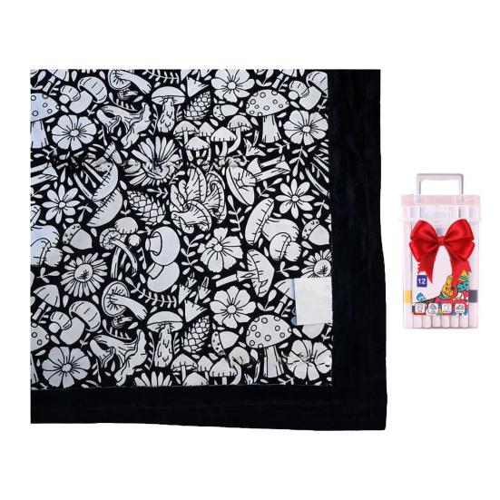 DIY Coloring Blanket Color Your Own Blanket Art Project with Markers Washable Color Art Craft Throw Blanket for Home Decor Holiday Party Activity