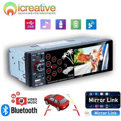 1 Din 4 Polegada Carro MP5 Player Estéreo Tela de Toque Capacitiva HD Carro MP5 Suporte Retrovisor BT com Controle Remoto Câmera de Visão Traseira 4IR