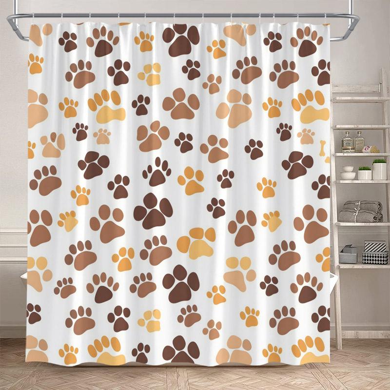 Funny Bathing Dogs Shower Curtain Cute Cartoon Animals Pet Painting Art Kids Bath Curtains Fabric Home Bathroom Decor With Hooks
