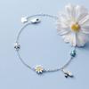 VENTFILLE 925 Sterling Silver Diamond-Studded Butterfly Bracelet Women's Fashion Temperament Flower Adjustable Bracelet