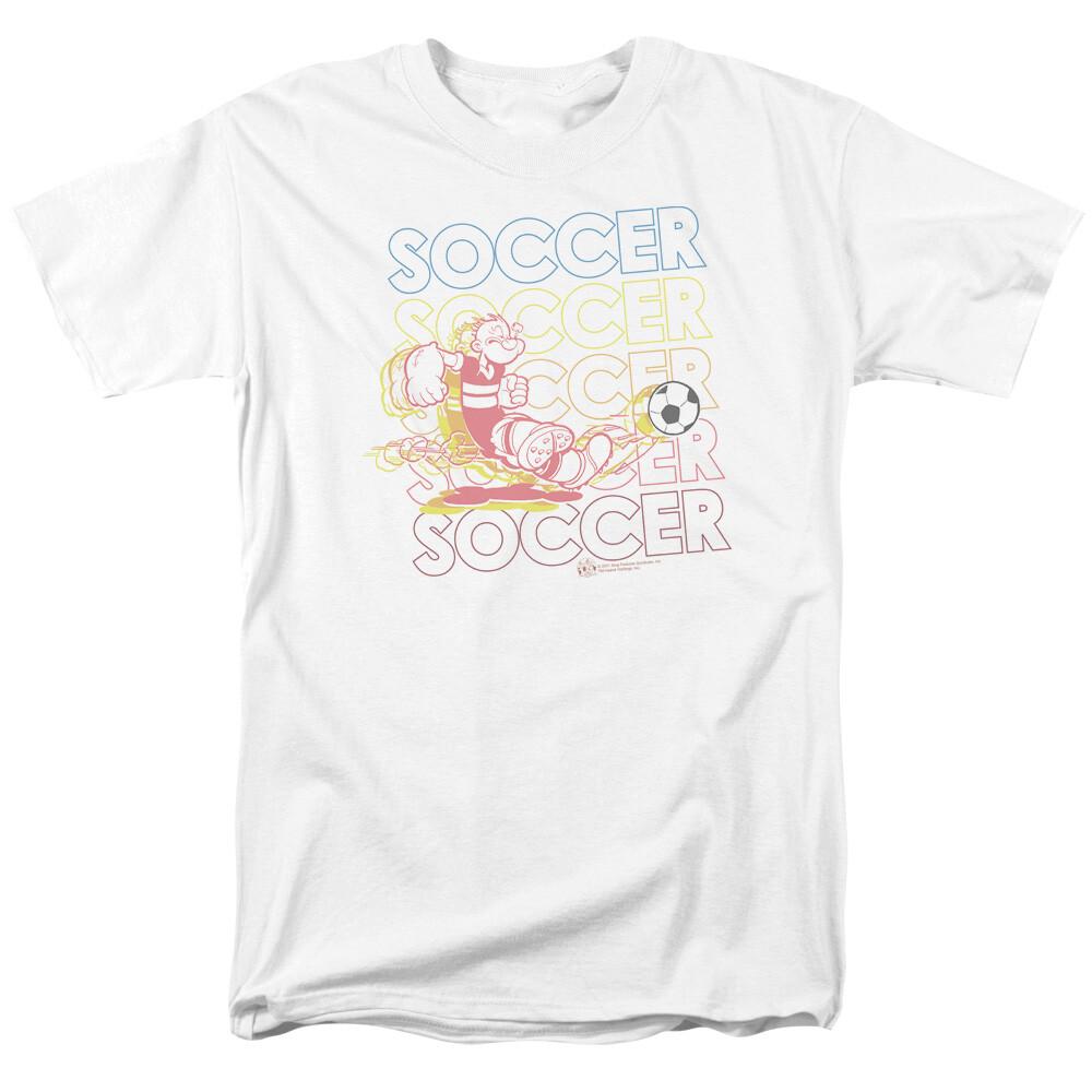 Popeye Soccer T Shirt Licensed Comic Book Cartoon Tee White XL