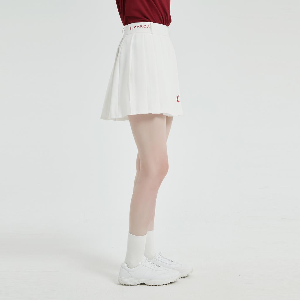 E.PARCA Wet Cream Pleated Skirt
