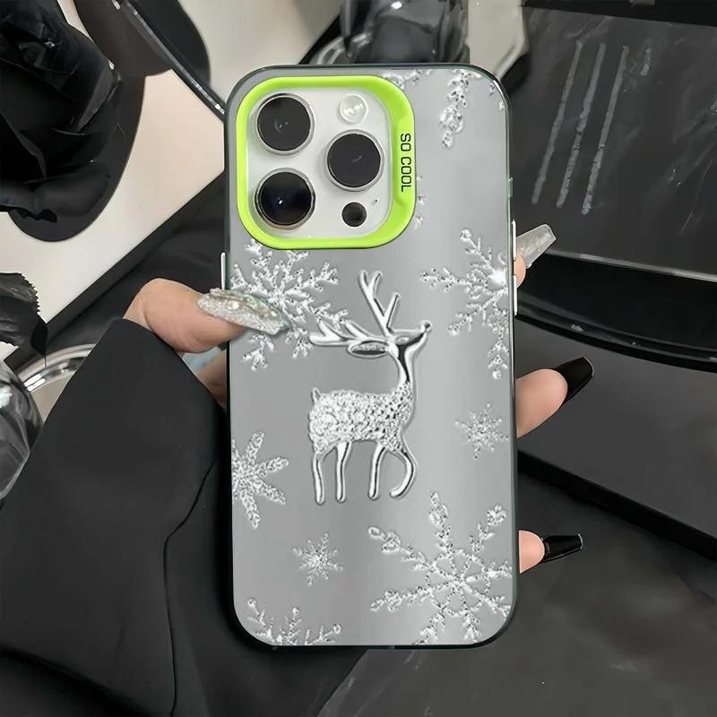 Merry Christmas Tree Snow Deer Fashion For iPhone 16 15 14 13 12 11 Pro XR XS Max 7 8 Plus Anti-Drop Phone Shockproof Y2k Cover