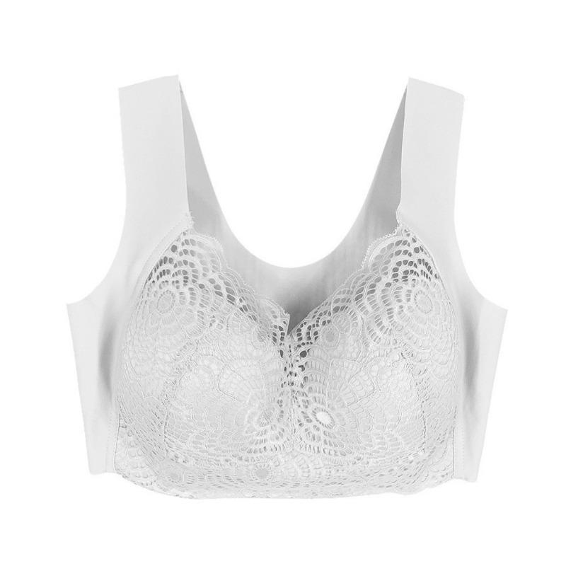 

Нижнее белье без стального кольца с ажурным кружевом, сексуальный спортивный бюстгальтер для сна, женский тонкий бюстгальтер со сборками 5XL