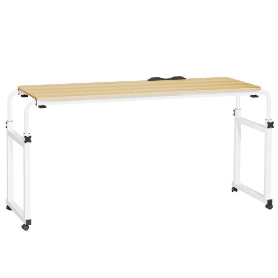 Mobile Overbed Table, Queen Size Over The Bed Desk with Wheels, Height And Length Adjustable Tilting Laptop Desk for Hospital And Home Use