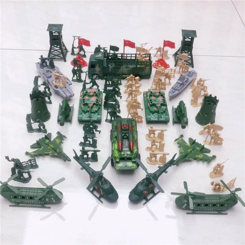 80s Nostalgic Toy Soldiers Sandbox Set: WWII Model Tank Battle for Kids