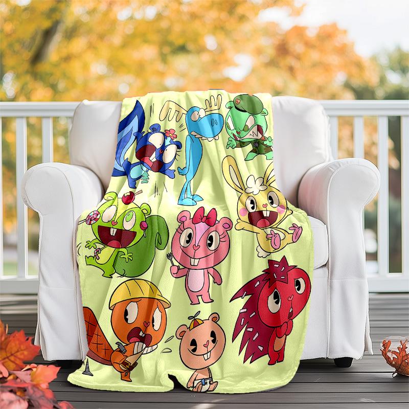 Happy Tree Friends4 printed throw blanket—lightweight,soft,warm;versatile blanket for all seasons—perfect as &air-conditioning throw,nap blanket