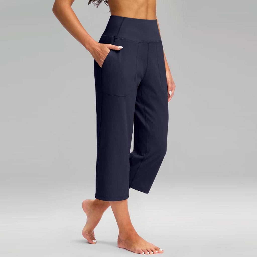 2025 Women's High-Waist Wide Leg Yoga Pants with Pockets and Tummy Control.