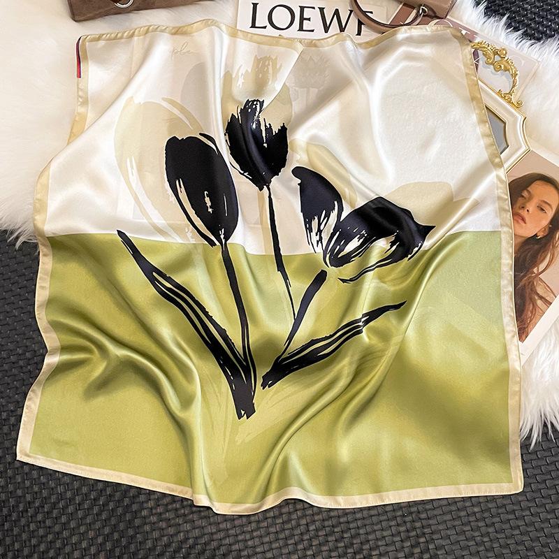 Silk Square Scarf Korean Spring and Autumn Summer Scarf High-end New All-match Silk Scarf Women Fashion Age-reducing Women