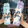 1PC Two Birds Birch Tree Branch 750ml Color Plastic Sports Water Bottle Leakproof Flip Straw Lid Suitable for Sports Office Home Use