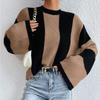 Lady Outwear Pullovers Striped Loose Fit Knitted Pullovers Women Autumn Spring Fashion Long Sleeve Knitwear Sweater Sexy