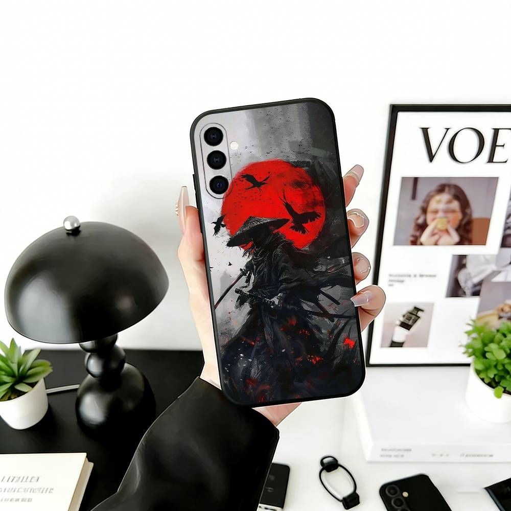 J-Japanisches Bushido S-Samurai Handyhülle Für Samsung Galaxy A73,A72,A71,A70,A53,A52,A51,Weiche Silikon Schwarze Hülle