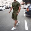 New Men's Summer Street Men's Short-sleeved Shorts Two-piece Men's Casual Sports Large Size Suit Men