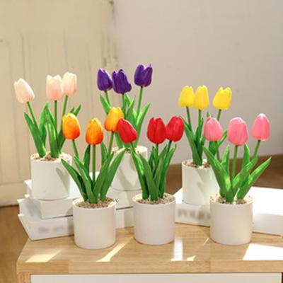 Office Accent Artificial Tulip Plants Birthday Present Elegant Design Long-lasting Low Maintenance No Watering Required