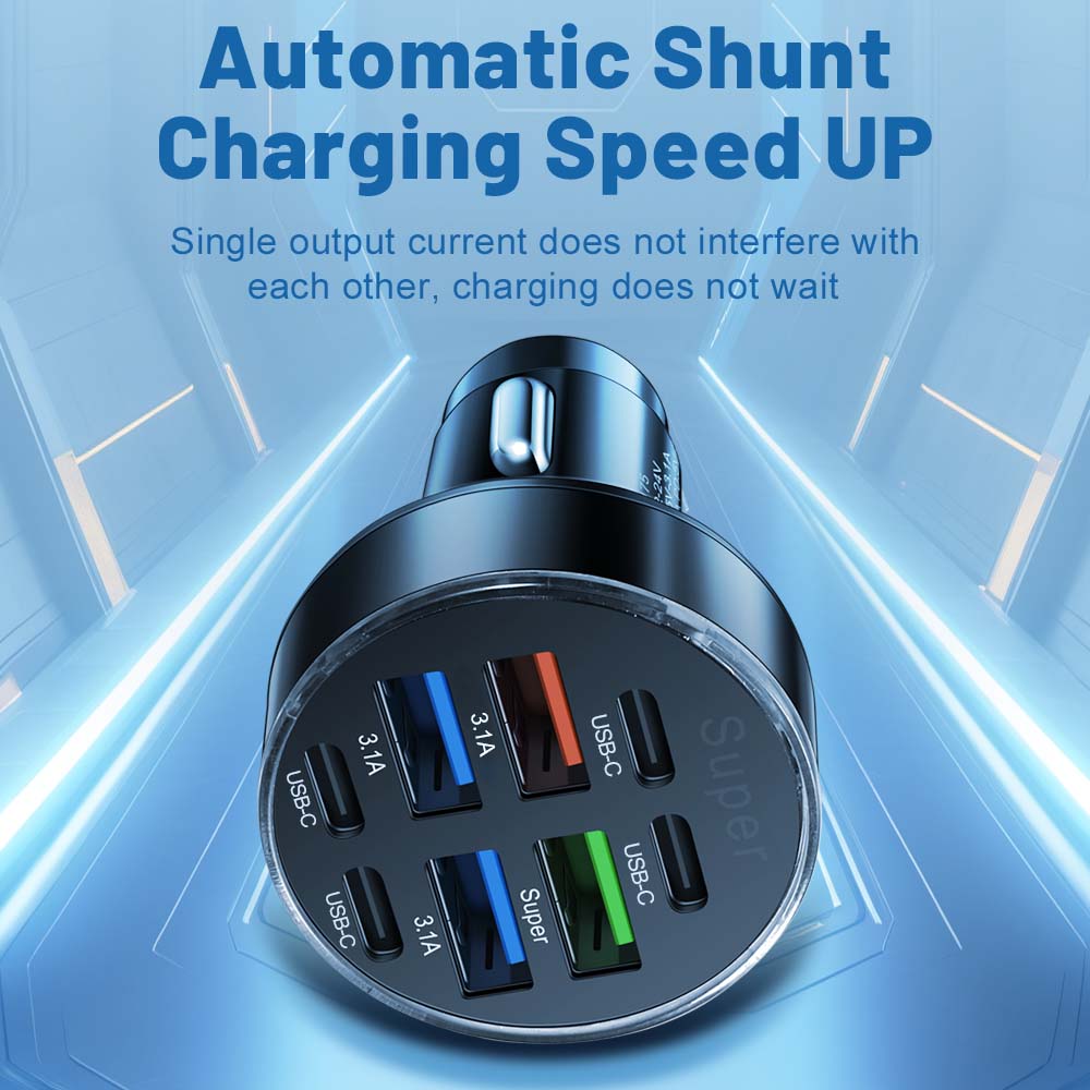 USB Car Charger Total 120W PD Type C Fast Charging Car Phone Adapter For iPhone Samsung Xiaomi