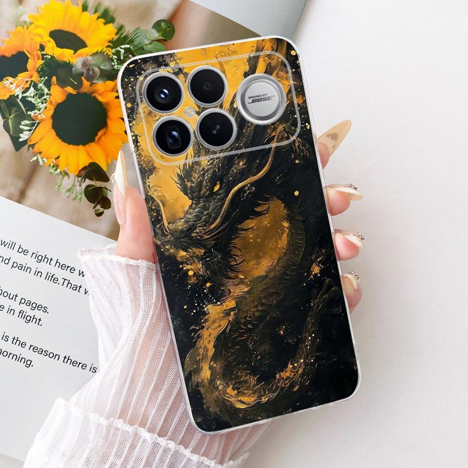 For Xiaomi POCO F8 Ultra Case Luxury Dragon Cartoon Transparent TPU Protection Cover For Poco F8 Pro Ultra PocoF8 Pro Soft Funda