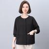 Women's Spring-Autumn 2025 Fashionable Age-Defying Round Neck Cardigan - Thin, Stylish Sweatshirt for Middle-Aged Moms