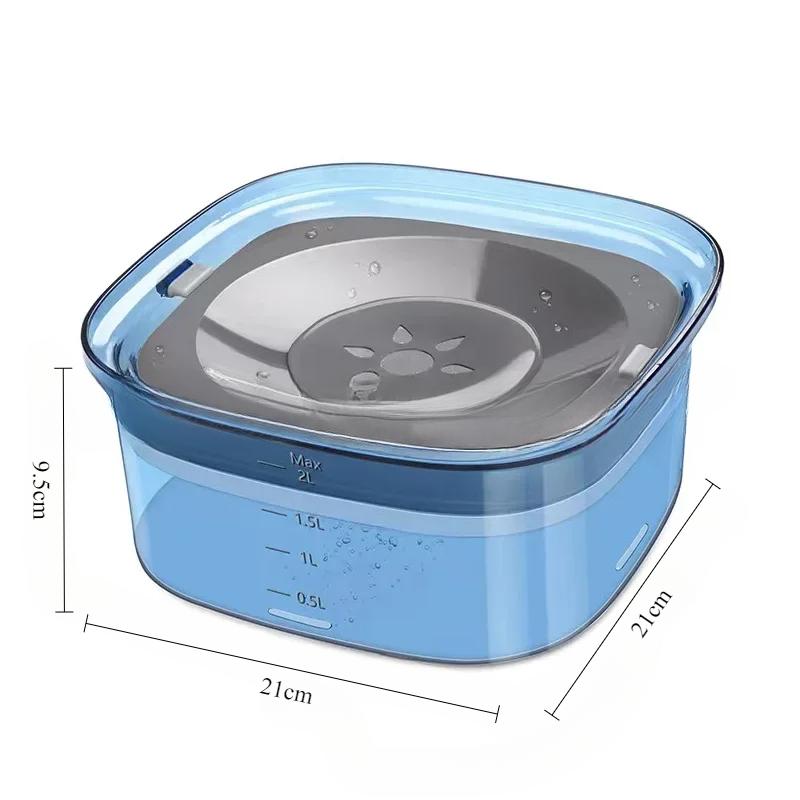 Dyreutstyr Kattevannskål Hunddrikkeskål Kjæledyrflytende katteskål Sprutsikker gjennomsiktig 2L vanndispenser med stor kapasitet