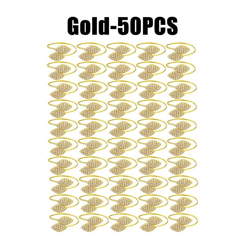 1-50PCS Leaves Napkin Rings Elegant Gold Sliver Leaf Napkin Buckles Holder for Birthday Wedding Party Dinner Table Decor