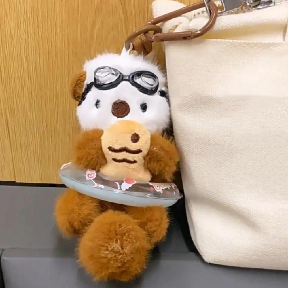 Animals Doll Cartoon Pilot Otter Keychain Keys Accessories Panda Puppy Plush Doll  Students