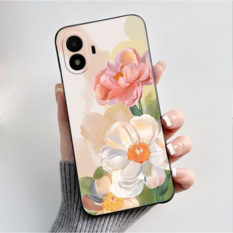Husă de telefon imprimată pentru TCL K70 SE (T453D) Huse Capă Silicon Moale Negru Carcasă Flori Drăguțe Desene Animate Carcasă Coque