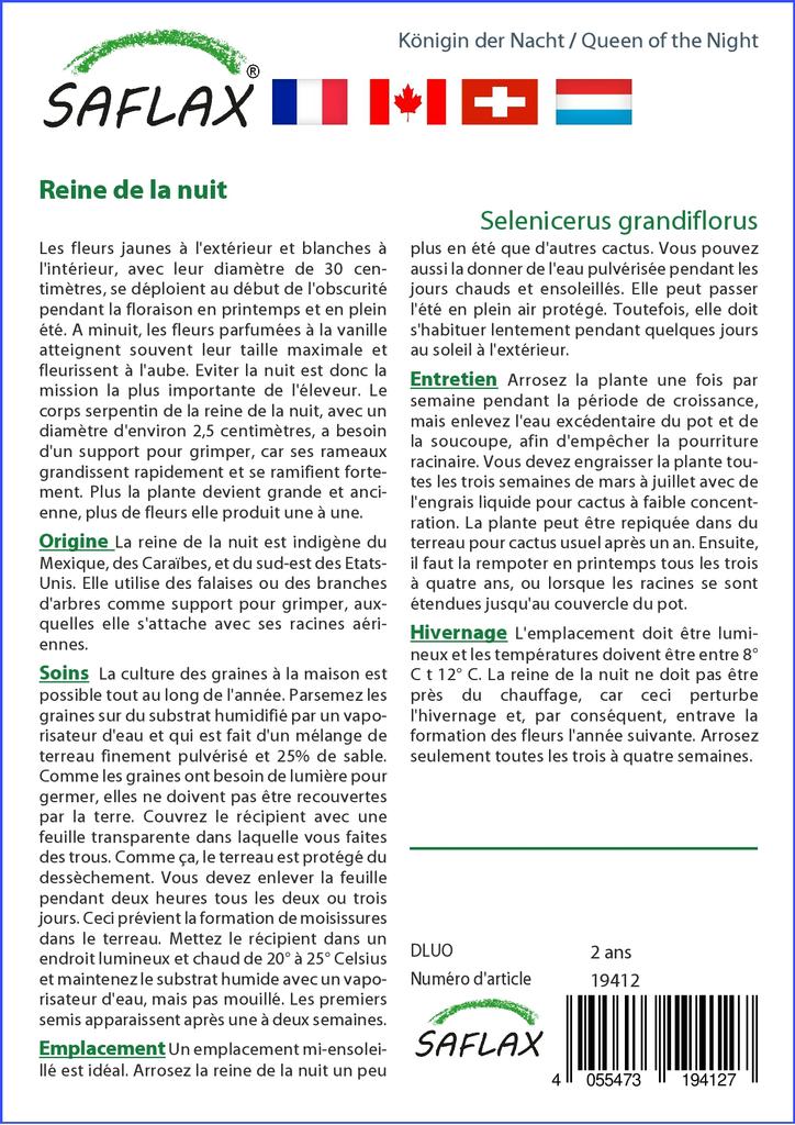 SAFLAX Queen of the Night - 40 Seeds - Selenicerus Grandiflorus