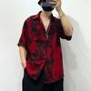 Thin Floral Shirt Summer Loose Casual Short Sleeved Trendy American Men's Top