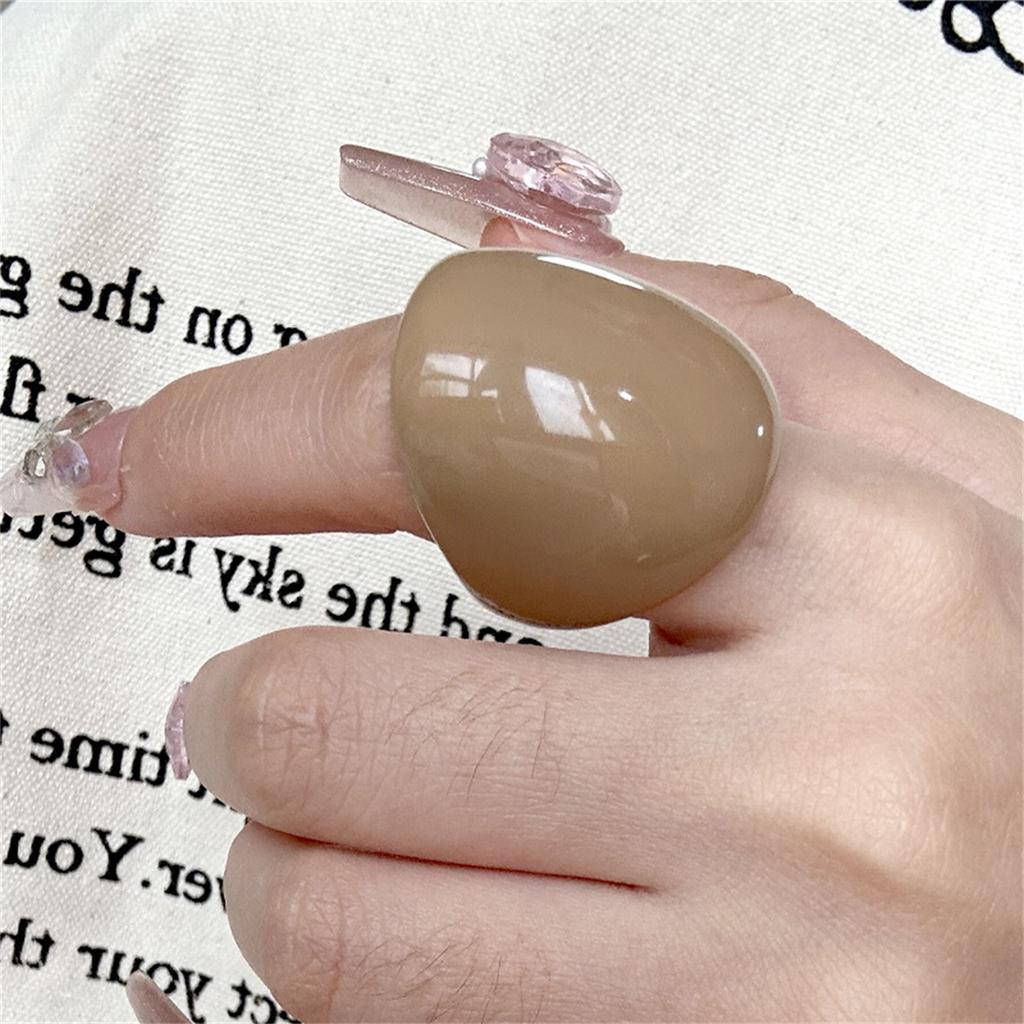 Fashion Colorful Resin Oval Large Rings Candy Color Acrylic Geometry Round Wide Ring For Women Girls Travel Summer Jewelry Girl