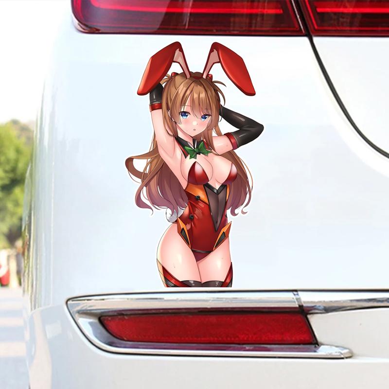 DM84#8.5x15cm Cute Anime Girl With Red Rabbit Ears Vinyl Car Sticker  Waterproof Vinyl Decal Car Accessories Decor