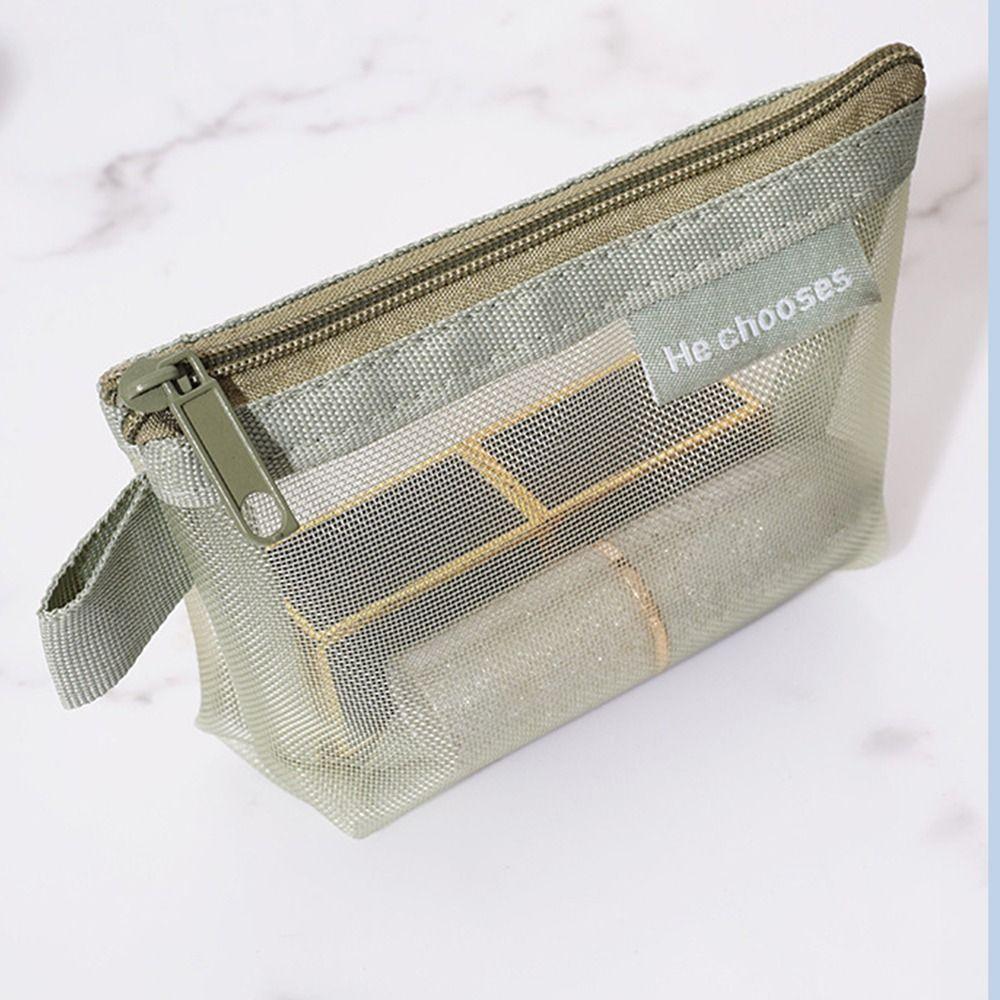 Lipstick Cosmetic Bag Clear Mesh Bag Small Item Bag Fresh Color Card Bag Mini Coin Purse  Women