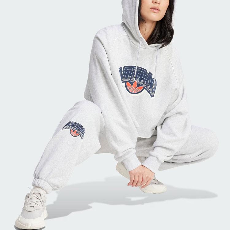 Adidas Originals Loose Fit Sweatpants With Letter Logo Print Women Pants Light-Gray IT7319