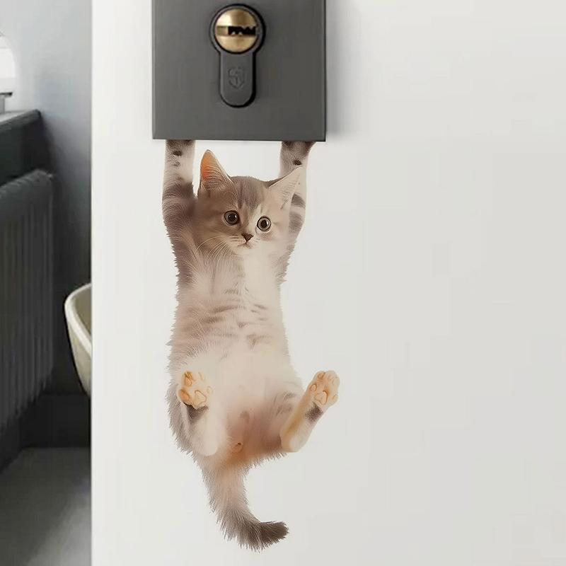 Lustiger Katzen-Türgriff-Aufkleber Selbstklebender Wandaufkleber für Schlafzimmer & Wohnzimmer Badezimmer Heimdeko