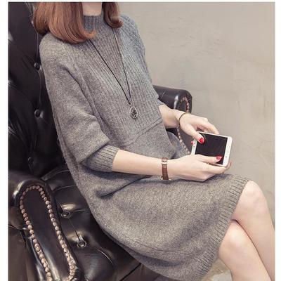New Long Sleeve Chunky Knit Sweater Dress for Women - Fall Winter Loose Pullover