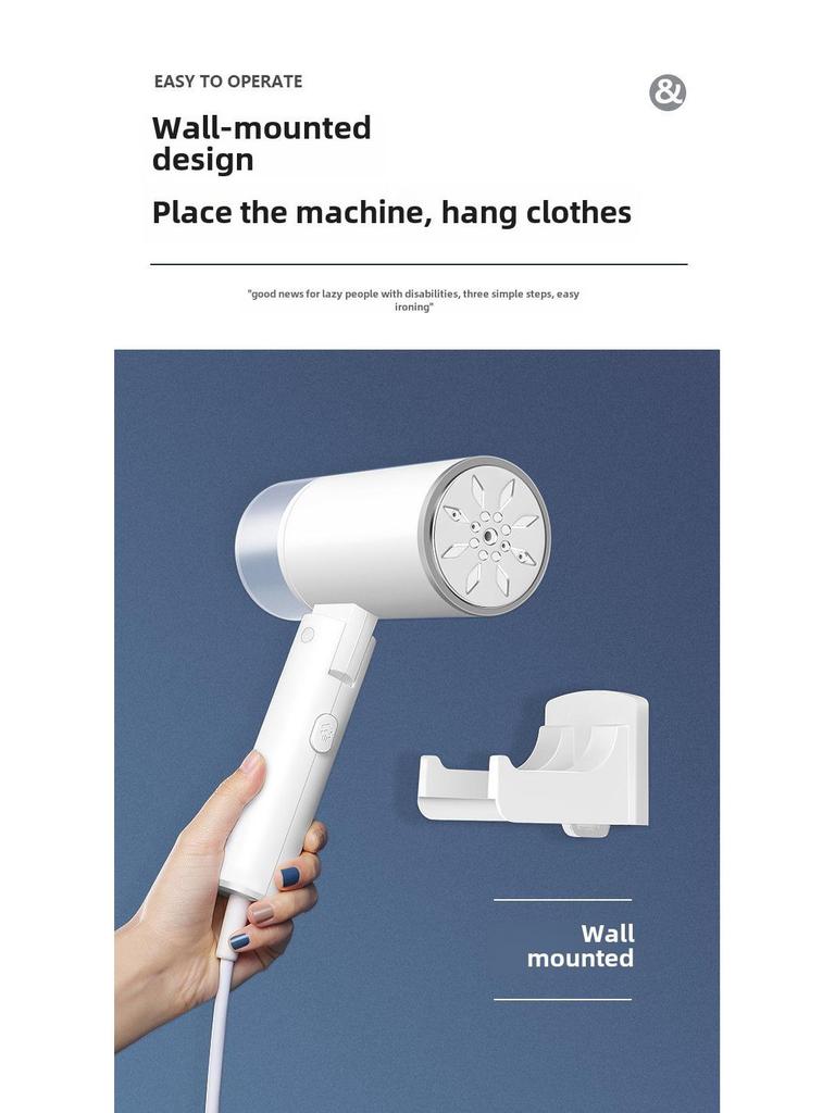 Kompakt väggmonterat ångstrykjärn: Handhållen, Vikbar, Resevänlig Strykborste och Mini-strykjärn för Hem och Resa.