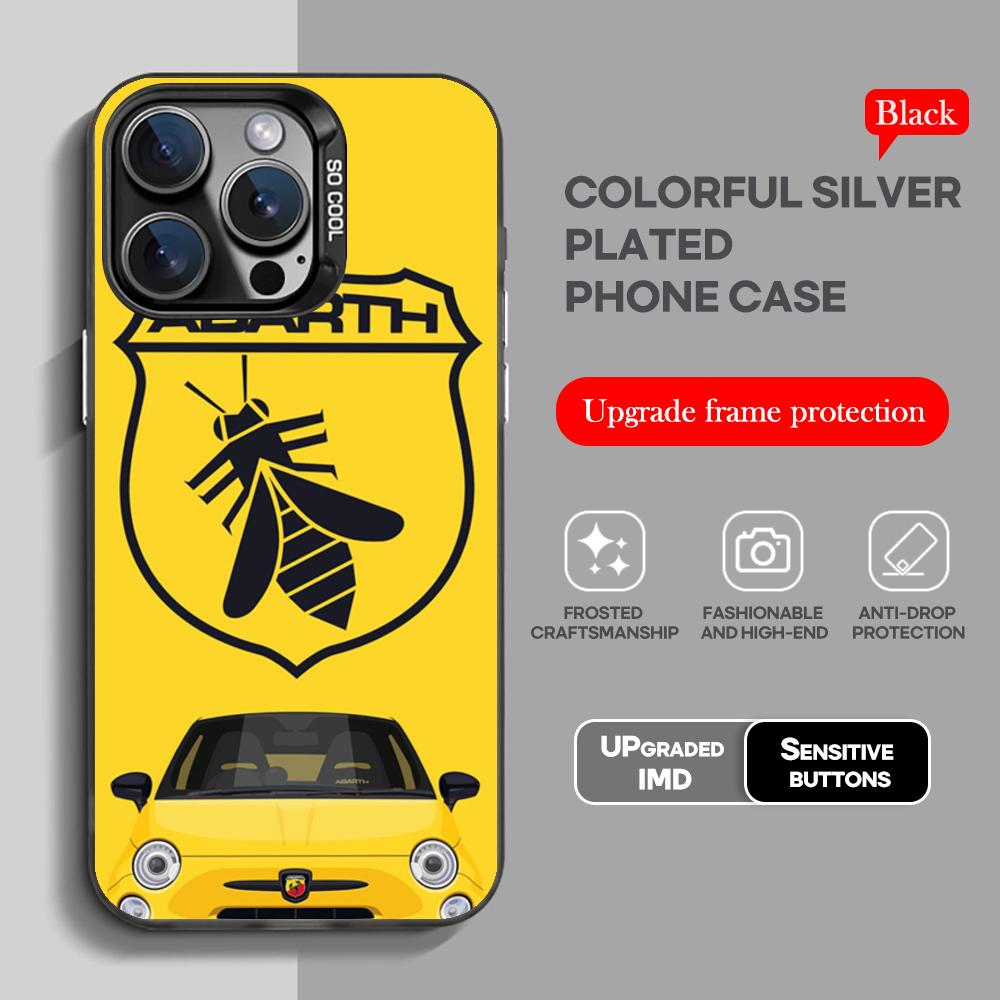 A-ABARTHes Italy Phone Case Black IMD Colorful Silver Suitable Case for iPhone 17 16 E 15 14 13 12 11 XS Pro Max