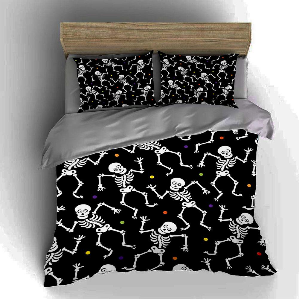Dancing Skeletons Pattern Bedding Duvet Cover Sets Duvet Covers Pillowcases Gifts (1 * Duvet Cover 2 * Pillowcases, Without Duvet Insert)
