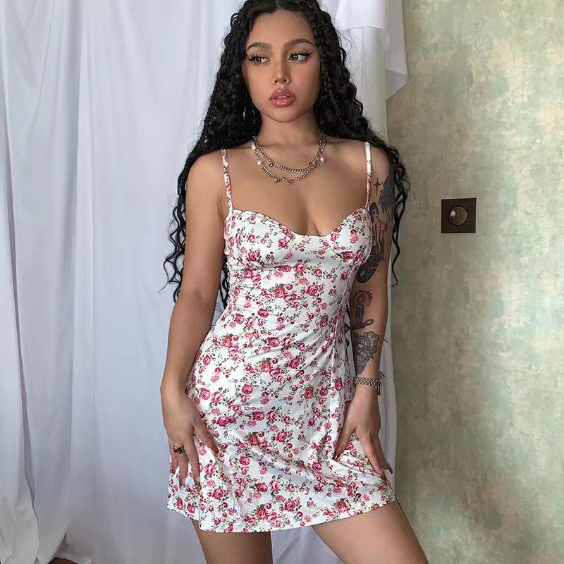 European & American Women's Digital Print Sling Vest Slimming Knitted Dress - Sexy & Stylish
