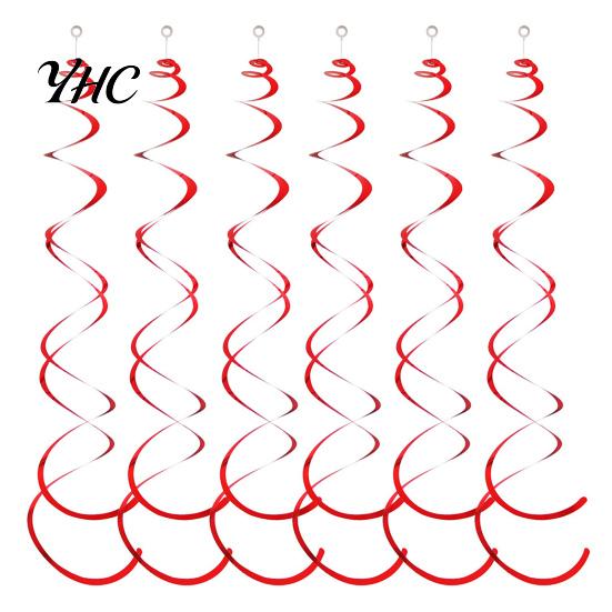 Door Party Streamers 6Pcs Spiral Pendant Hanging Plastic Streamer Tree Branch Decor Twin Tail Ceiling Foil Swirl Decorations
