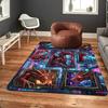 Cyberpunk Dragon Portraits Pattern Rug Floor Mat for Living Room or Bedroom Soft and Comfortable Carpet a Gift for Birthday and Holiday.