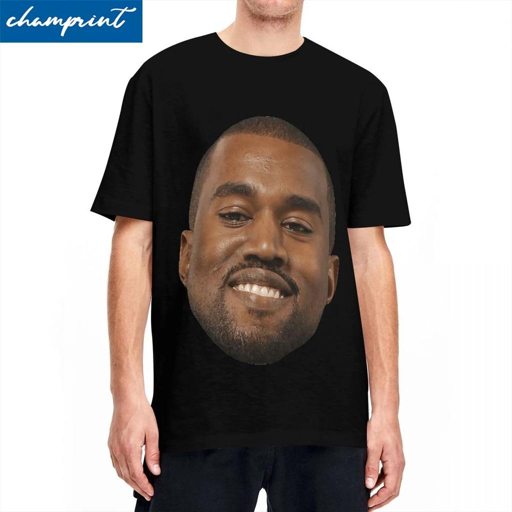 Novelty Kanye West Face Meme T Shirt Men Cotton Short Sleeve Round Neck Summer Top Tee