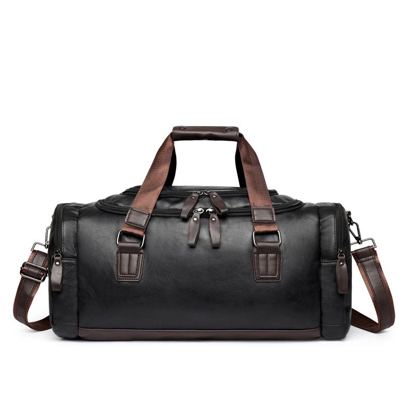 

Men s Retro Leather Crossbody Travel Bag - Large Capacity Gym & Business Handbag чёрный