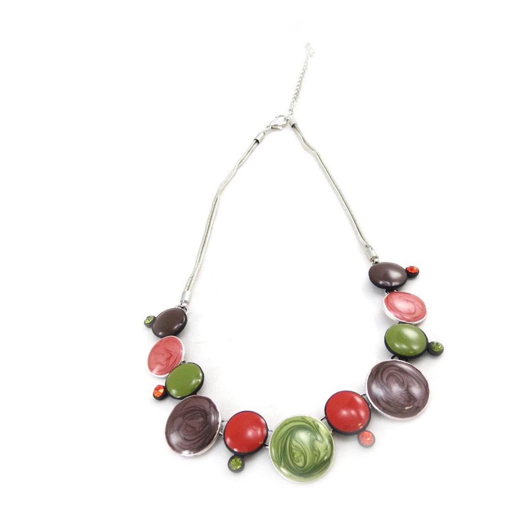 NOA [J4223] - Designer Necklace 'Coloring' Green Brown