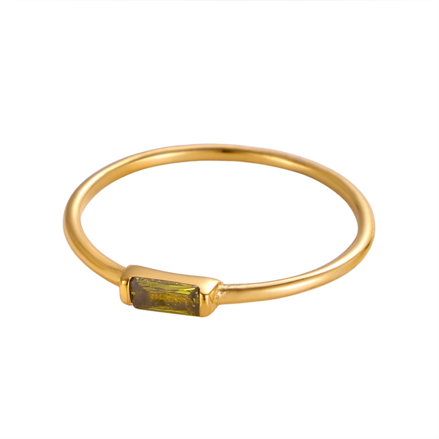 

CARLIDANA Минималистичное Кольцо-Кольцо из Нержавеющей Стали с Покрытием 18K Золотом, Квадратное, Простое, Цветные Цирконы, Камень Месяца Рождения, для Женщин 8