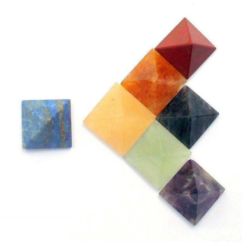 Crystal Healing Chakra Pyramid Stone Set Featuring Unique Natural Quartz Crystals For Spiritual Growth