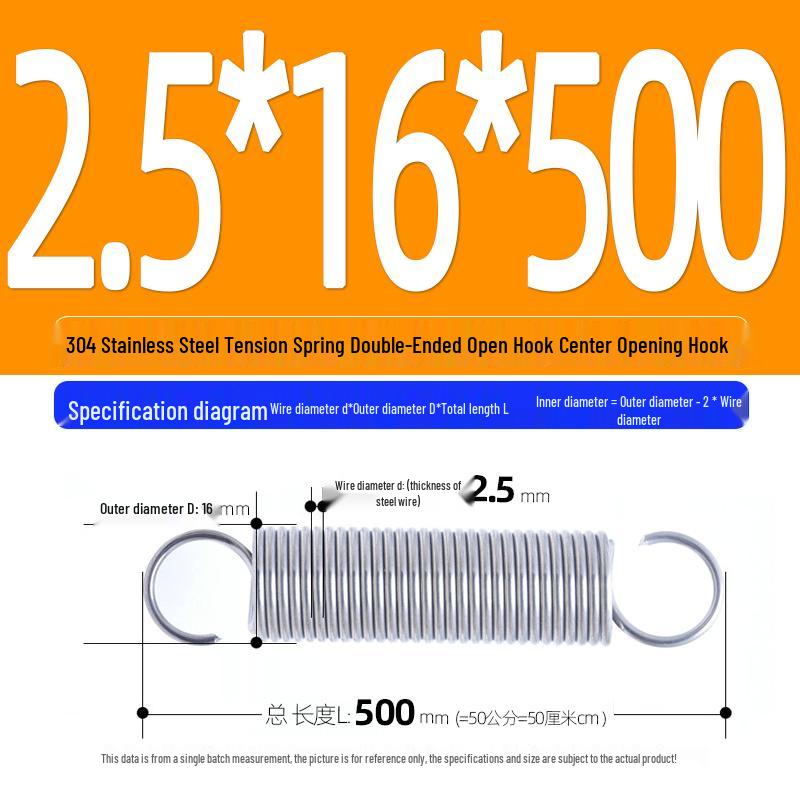 Arc de extensie din oțel inoxidabil 304 de 500 mm cu cârlige deschise și inel cu buclă dublă, personalizabil.