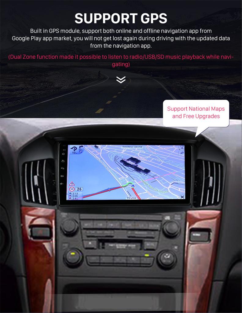 10.1inch 1GB+16GB Android 10.0 Car Radio Multimedia Video Player Navigation GPS For Lexus Rx300 1998-2003