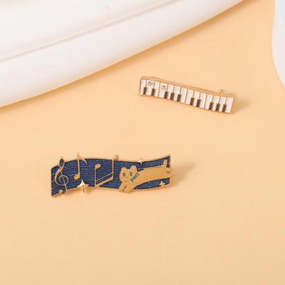 Starry Sky Cat & Piano Brooch: Geometric Musical Note Badge Gift